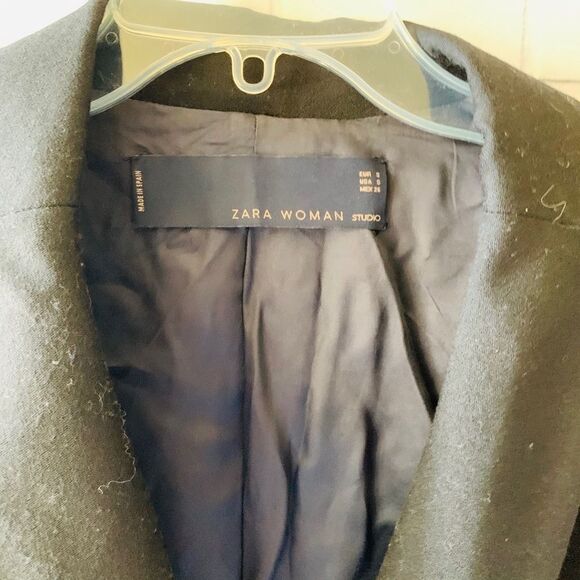 Zara Woman Studio Black Tuxedo Style Blazer Size S - Picture 3 of 6